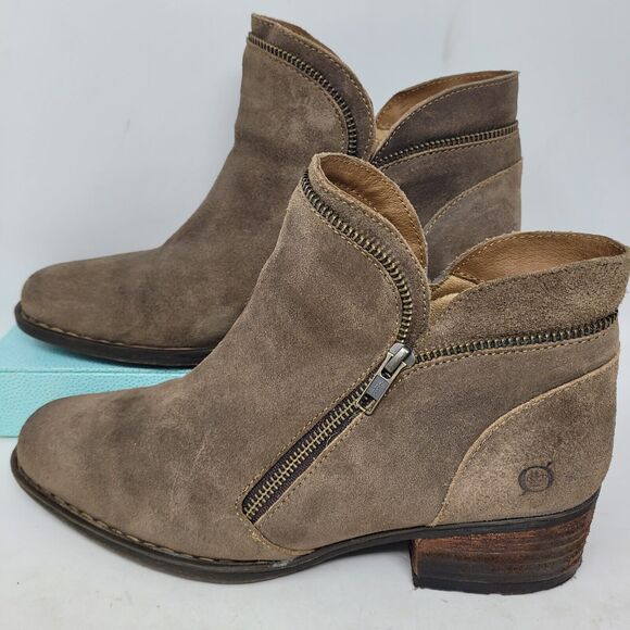 Born Malta Bootie Womens Taupe Brown Sz 11 M EU43 Ankle Distressed Suede Leather - Picture 1 of 8